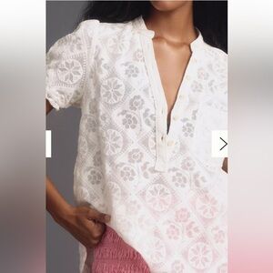 Anthropologie The Aly Puff-Sleeve Blouse by Pilcro XSP